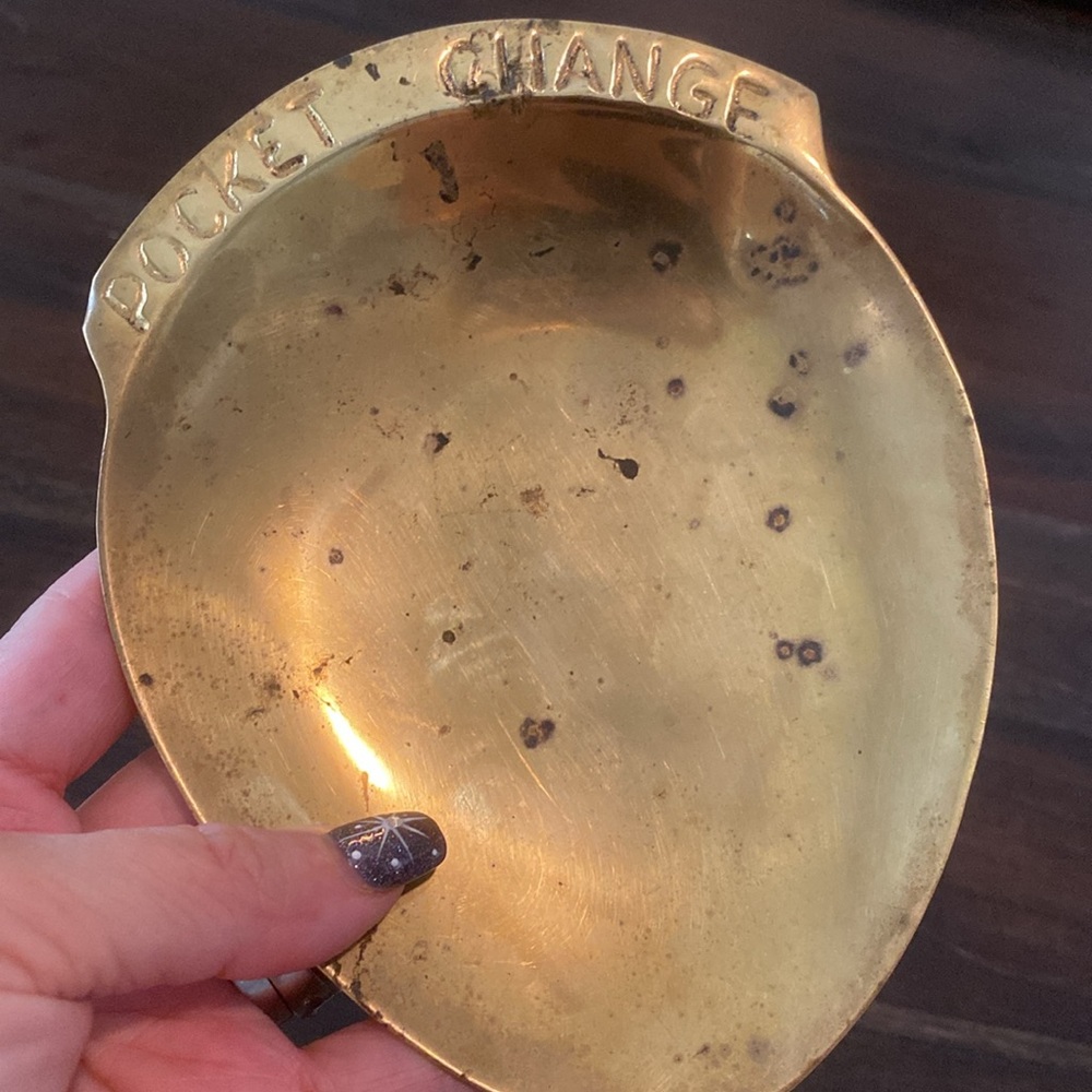 Vintage MCM Brass Pocket Change / Trinket Dish by Leonard Silver Mfg Co. Korea